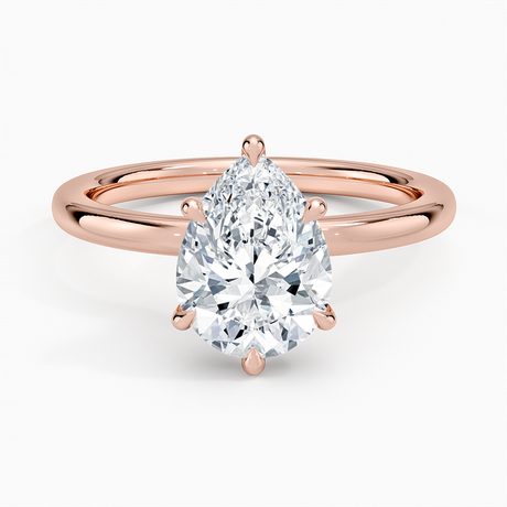 14K Rose Gold Secret Halo 2mm Diamond Ring