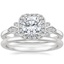 18K White Gold Fiore Halo Diamond Ring (1/15 ct. tw.) with Petite Comfort Fit Wedding Ring