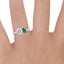 Platinum Viridian Toi et Moi Diamond Ring, smallzoomed in top view on a hand