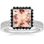18KW Morganite Waverly Diamond Ring with Black Diamond Accents with Luxe Ballad Diamond Ring, smalltop view