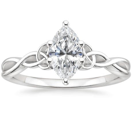 18K White Gold Entwined Celtic Love Knot Ring with Celtic Knot Diamond Ring