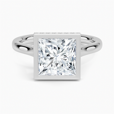 18K White Gold Luna Hidden Halo Diamond Ring