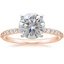 14K Rose Gold Petite Shared Prong Half Coverage Diamond Ring, smalltop view