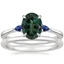 18K White Gold Aria Diamond Ring with Sapphire Accents with Petite Comfort Fit Wedding Ring
