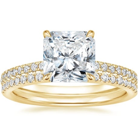 18K Yellow Gold Petite Demi Diamond Ring with Ballad Diamond Ring