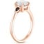 14K Rose Gold Aria Three Stone Ring with Black Diamond Accents, smallside view