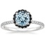18K White Gold Waverly Halo Diamond Ring with Black Diamond Accents, smalltop view