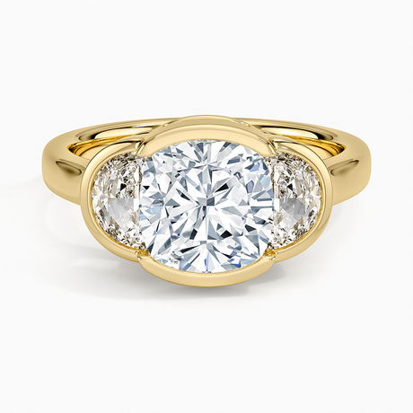 Half Moon Three Stone Bezel Diamond Ring (1/2 ct. tw.)