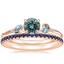 14K Rose Gold Camellia Indigo Milgrain Ring with Luxe Ballad Sapphire Ring