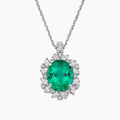 Olivetta Lab Emerald and Lab Diamond Pendant Necklace (7/8 ct. tw.)