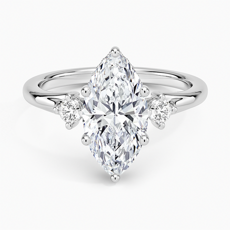 14K White Gold Floating Three Stone Diamond Ring