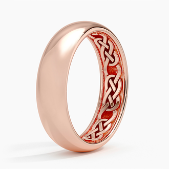 Hidden Celtic Knot 6mm Wedding Ring in 14K Rose Gold