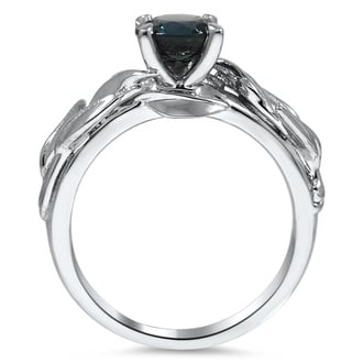 Custom Solitaire Leaf Ring