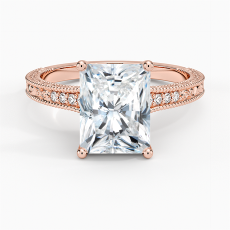 14K Rose Gold Hudson Engraved Diamond Ring
