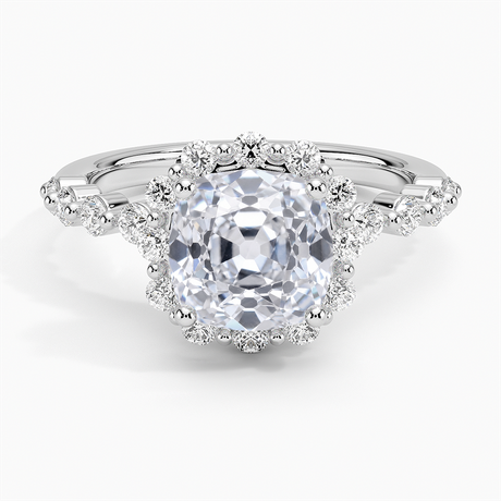 Shared Prong Halo Engagement Ring
