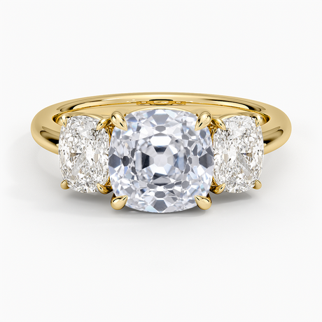 Luxe Faye Elongated Cushion Three Stone Diamond Ring
