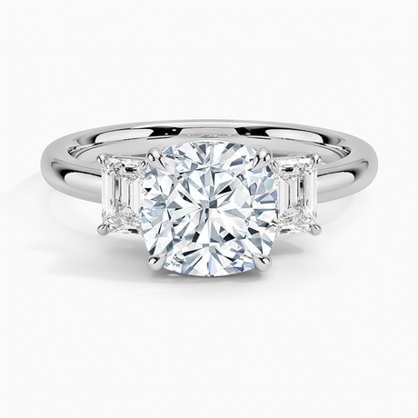 18K White Gold Rhiannon Emerald Cut Three Stone Diamond Ring (1/2 ct. tw.)