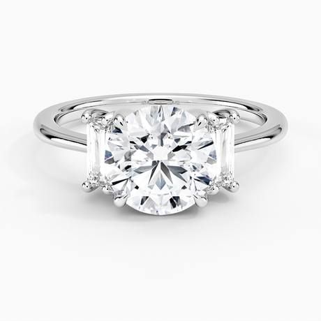 Platinum Vertical Baguette Three Stone Diamond Ring