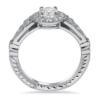 Custom Antique Designed Oval Halo Diamond Ring