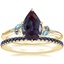 18K Yellow Gold Camellia Indigo Milgrain Ring with Luxe Ballad Sapphire Ring