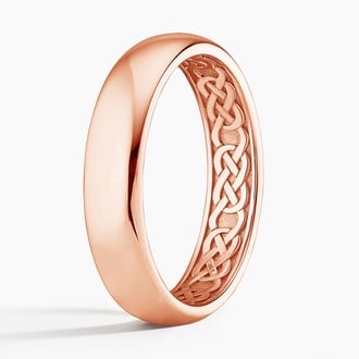 Hidden Celtic Knot 5mm Wedding Ring in 14K Rose Gold