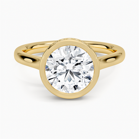 Bezel Halo Engagement Ring - Hidden Halo