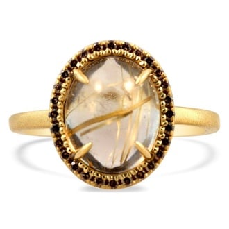 Custom Rutilated Quartz Halo Ring