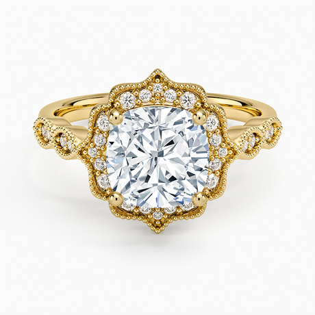 18K Yellow Gold Cadenza Halo Diamond Ring