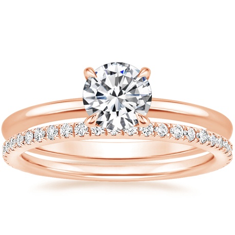 14K Rose Gold Petite Elodie Ring with Luxe Ballad Diamond Ring