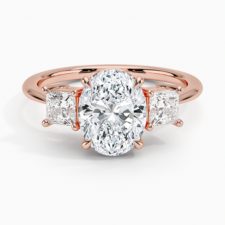 14K Rose Gold Princess Cut Three Stone Diamond Ring
