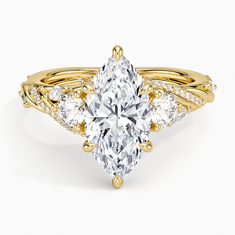 Begonia Vine Three Stone Diamond Ring