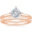 14K Rose Gold North Star Ring with Petite Comfort Fit Wedding Ring