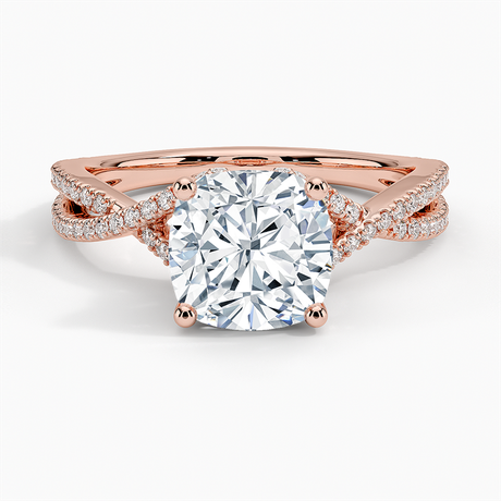 14K Rose Gold Jacinta Twisting Split Shank Diamond Ring