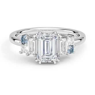 Custom Double Claw Prong Aquamarine Accents Ring