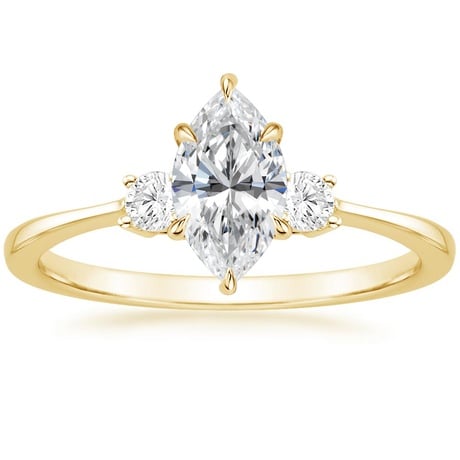 18K Yellow Gold Selene Diamond Ring with Petite Curved Diamond Ring