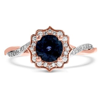 Custom Mixed Metal Sapphire Halo Engagement Ring
