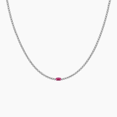 Lab Ruby and Lab Diamond Tennis Necklace