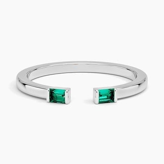 Savannah Baguette Lab Emerald Open Ring