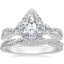 Platinum Luxe Willow Halo Diamond Ring (2/5 ct. tw.) with Petite Luxe Twisted Vine Diamond Ring (1/4 ct. tw.)