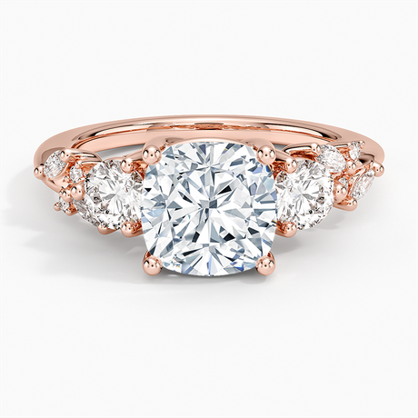 14K Rose Gold Arden Three Stone Diamond Ring