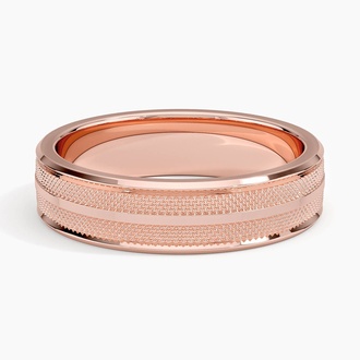 Maverick with Grooves 5.5mm Wedding Ring in 14K Rose Gold
