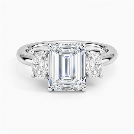 Platinum Faye Elongated Cushion Three Stone Diamond Ring