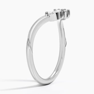 Camellia Milgrain Contoured Diamond Ring in 18K White Gold