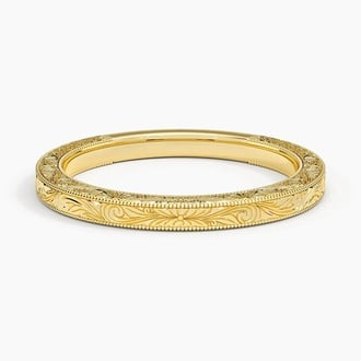 Elsie Hand Engraved Ring in 18K Yellow Gold