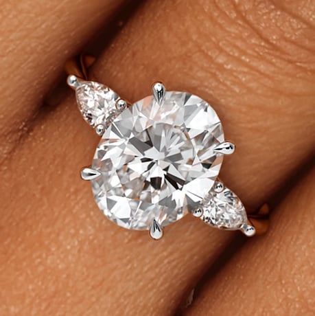 18K White Gold Opera Three Stone Diamond Ring