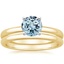 18KY Aquamarine 2mm Comfort Fit Bridal Set, smalltop view