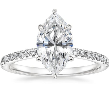 18K White Gold Petite Demi Diamond Ring with Ballad Diamond Ring