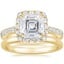 18K Yellow Gold Luxe Sienna Halo Diamond Ring (3/4 ct. tw.) with 2mm Comfort Fit Wedding Ring