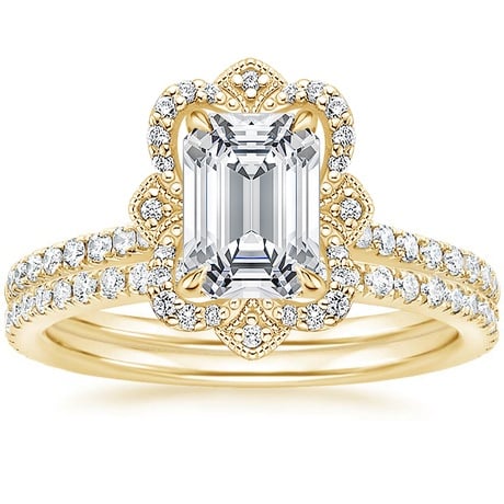 18K Yellow Gold Reina Diamond Ring with Luxe Ballad Diamond Ring (1/4 ct. tw.)