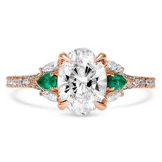 Custom Surprise Gallery Diamond Ring with Emerald Accents